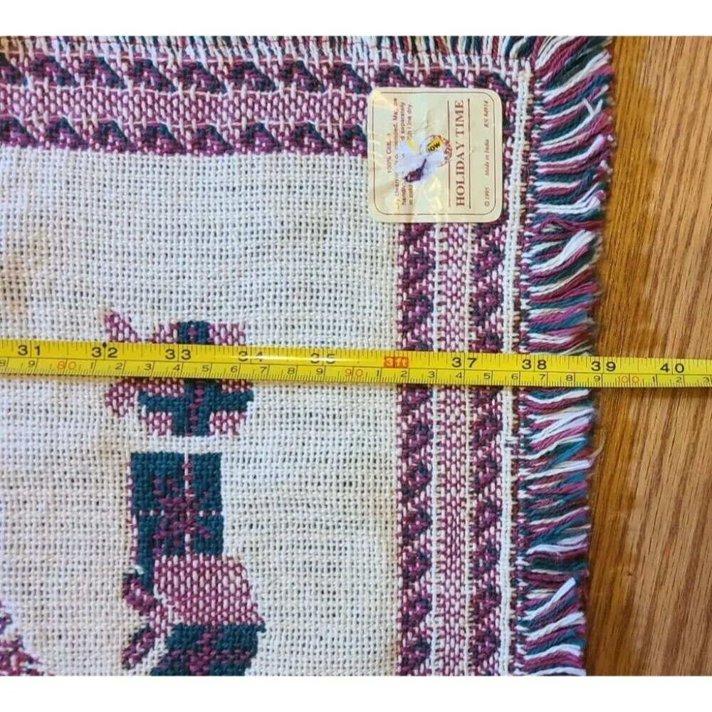 Vtg 1995 Windham Trading Happy Holidays Decorative Throw Blanket‎ Tapestry 24x40